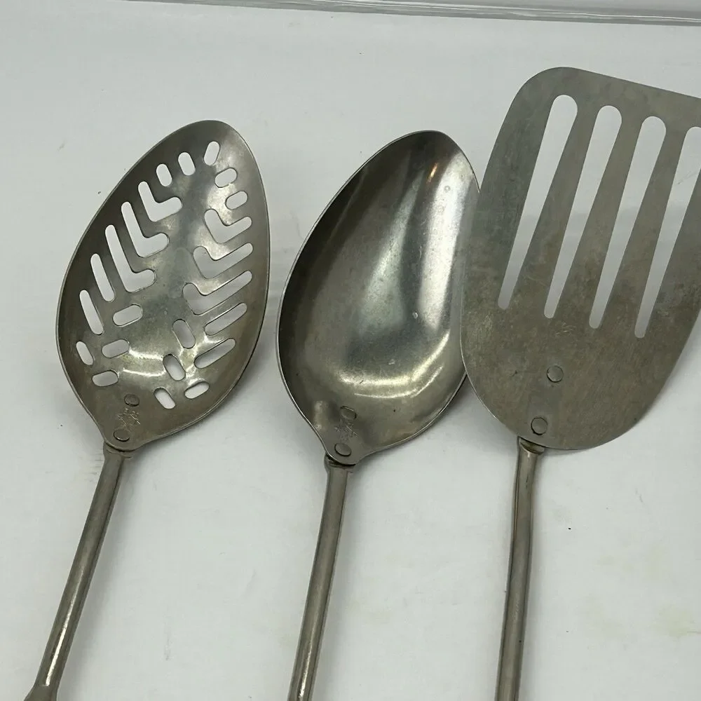 Farmhouse Ekco A&J Gold Handle Kitchen Utensils Spatula Slotted Spoon Fork 6pc